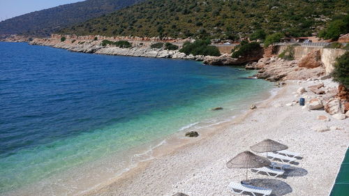 Aerial view of beach against sky