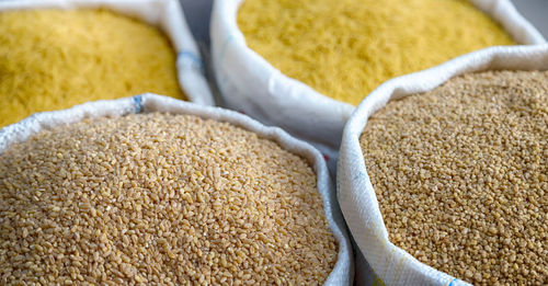 High angle view of bread for sale at market stall