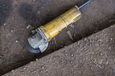 High angle view of construction site by road