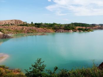 Scenic view of lake against sky