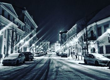 Cars moving on road at night