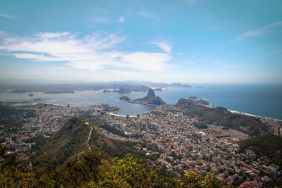 High angle view of cityscape against sky