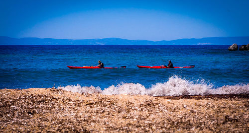 Boat sailing in sea