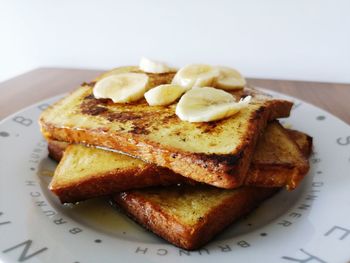 High angle view of breakfast served on table