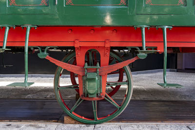 Close-up of red train