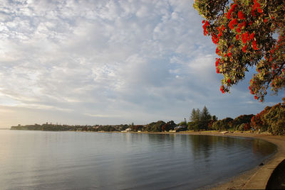 Scenic view of lake against sky