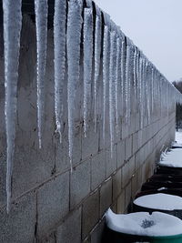 Close-up of snow against sky