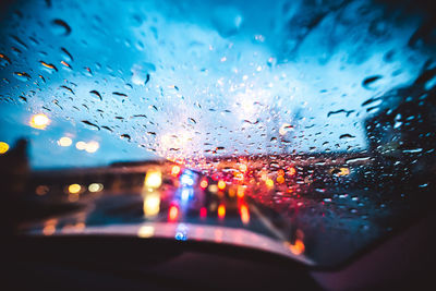 Wet glass window in rainy season