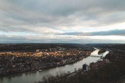 High angle view of townscape against sky