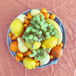 High angle view of food in bowl on table