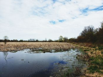 Scenic view of lake against sky