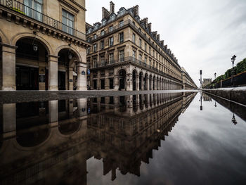 Reflection of building in water