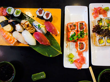 Close-up of sushi served on plate