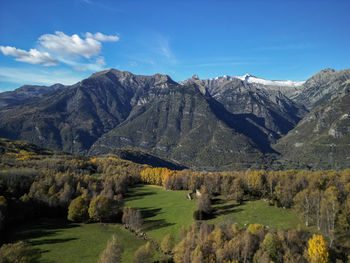 Scenic view of mountains against sky