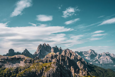 View of the cadini mountain range in the dolomites, italy.