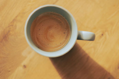 High angle view of coffee on table