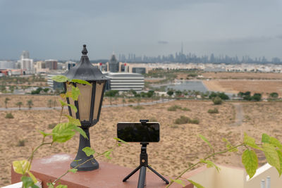 Dubai uae dubai silicon oasis dso at rainy day  mobile for time lapse and outdoor lamp
