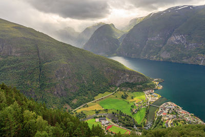 Scenic view of mountains against sky