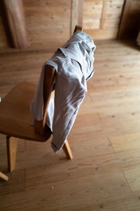 High angle view of chair at home