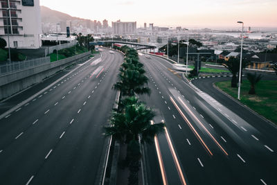 High angle view of city street
