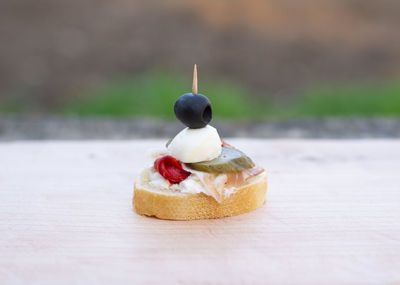 Close-up of cake on table