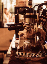 Coffee maker at cafe