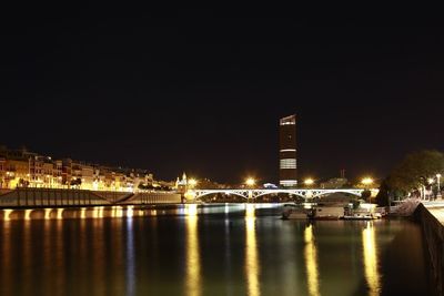 View of illuminated buildings at night