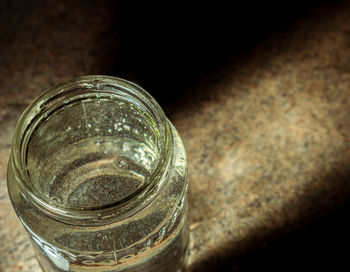 High angle view of beer glass on table