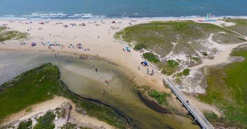 Aerial view of people at beach