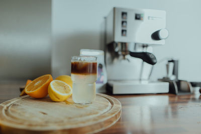 Close-up of coffee on table