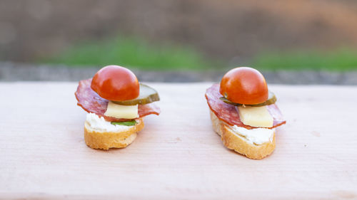 Close-up of food on table