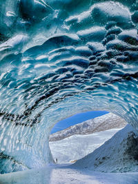 High angle view of sea shore during winter