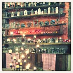 Close-up of objects on the wall