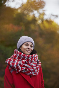 Smiling woman looking away