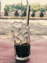 Close-up of ice cream on table