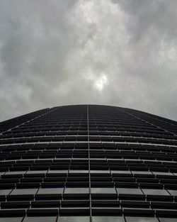 Low angle view of modern building against cloudy sky