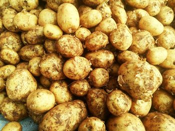 Full frame shot of potatoes for sale at market