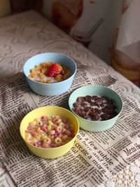 High angle view of food on table