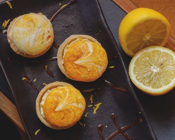 High angle view of fruits on table