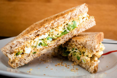 Close-up of food sandwich in plate