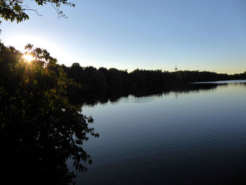 Scenic view of lake against clear sky