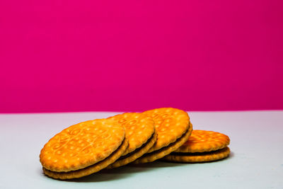 Close-up of orange slices on table