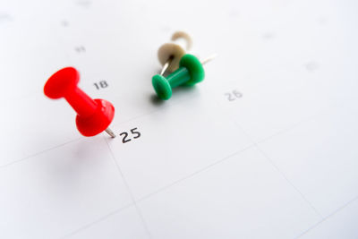 High angle view of text on paper over white background