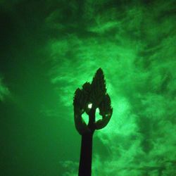 Low angle view of leaf against sky