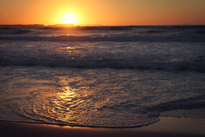 Scenic view of sea at sunset