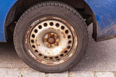 Close-up of a car wheel