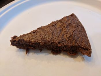 Close-up of chocolate cake in plate