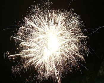 Low angle view of firework display at night