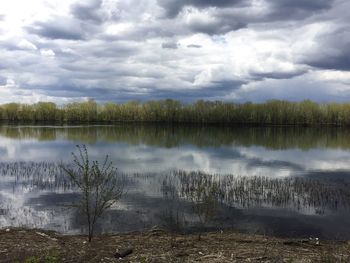 Scenic view of lake against sky