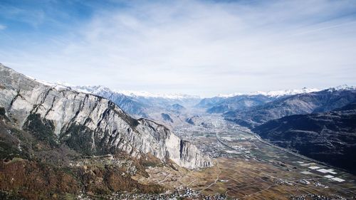 Scenic view of mountains against sky